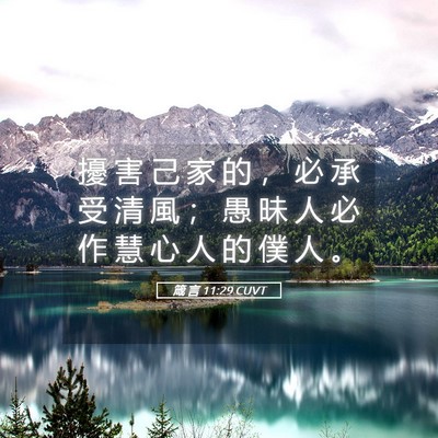 Picture 05 - 箴 言 11:29 CUVT - 擾 害 己 家 的 ， 必 承 受 清 風 ； - Bible Verse Picture