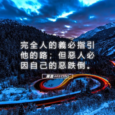 Picture 05 - 箴 言 11:5 CUVT - 完 全 人 的 義 必 指 引 他 的 路 ； - Bible Verse Picture