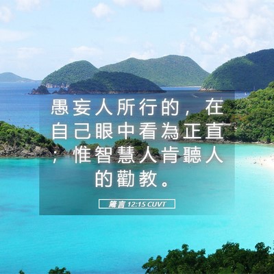 Picture 05 - 箴 言 12:15 CUVT - 愚 妄 人 所 行 的 ， 在 自 己 眼 中 - Bible Verse Picture