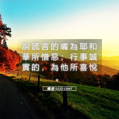 Picture 05 - 箴 言 12:22 CUVT - 說 謊 言 的 嘴 為 耶 和 華 所 憎 惡 - Bible Verse Picture