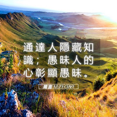 Picture 05 - 箴 言 12:23 CUVT - 通 達 人 隱 藏 知 識 ； 愚 昧 人 的 - Bible Verse Picture