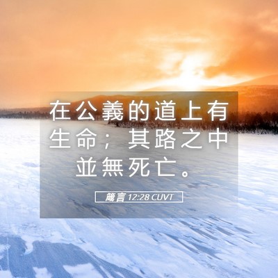 Picture 05 - 箴 言 12:28 CUVT - 在 公 義 的 道 上 有 生 命 ； 其 路 - Bible Verse Picture