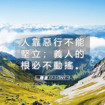 Picture 05 - 箴 言 12:3 CUVT - 人 靠 惡 行 不 能 堅 立 ； 義 人 的 - Bible Verse Picture