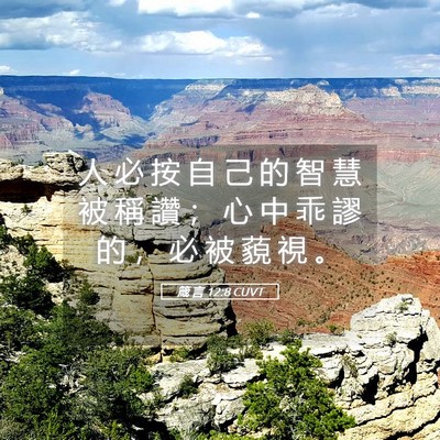 Picture 05 - 箴 言 12:8 CUVT - 人 必 按 自 己 的 智 慧 被 稱 讚 ； - Bible Verse Picture
