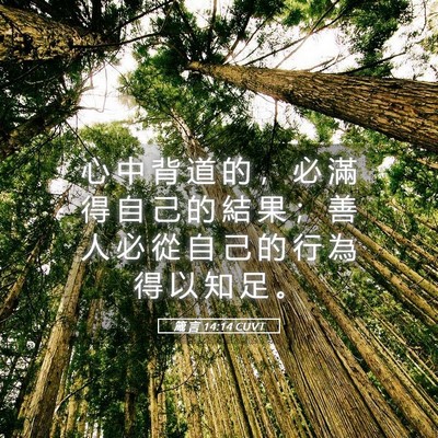 Picture 05 - 箴 言 14:14 CUVT - 心 中 背 道 的 ， 必 滿 得 自 己 的 - Bible Verse Picture
