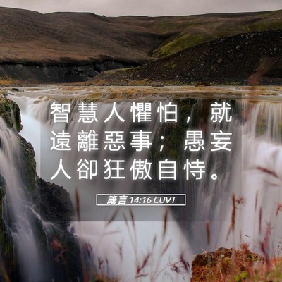 Picture 05 - 箴 言 14:16 CUVT - 智 慧 人 懼 怕 ， 就 遠 離 惡 事 ； - Bible Verse Picture