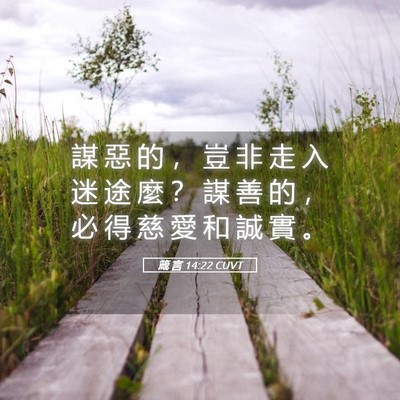 Picture 05 - 箴 言 14:22 CUVT - 謀 惡 的 ， 豈 非 走 入 迷 途 麼 ？ - Bible Verse Picture