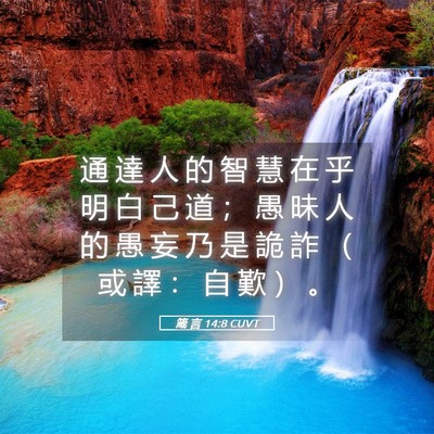 Picture 05 - 箴 言 14:8 CUVT - 通 達 人 的 智 慧 在 乎 明 白 己 道 - Bible Verse Picture