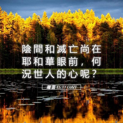 Picture 05 - 箴 言 15:11 CUVT - 陰 間 和 滅 亡 尚 在 耶 和 華 眼 前 - Bible Verse Picture