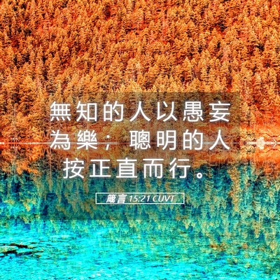 Picture 05 - 箴 言 15:21 CUVT - 無 知 的 人 以 愚 妄 為 樂 ； 聰 明 - Bible Verse Picture