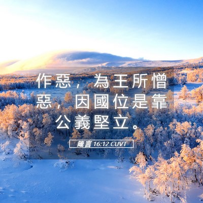 Picture 05 - 箴 言 16:12 CUVT - 作 惡 ， 為 王 所 憎 惡 ， 因 國 位 - Bible Verse Picture