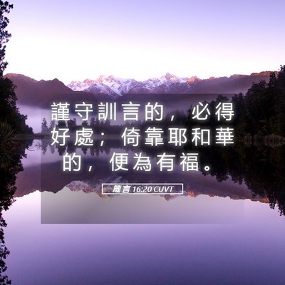 Picture 05 - 箴 言 16:20 CUVT - 謹 守 訓 言 的 ， 必 得 好 處 ； 倚 - Bible Verse Picture