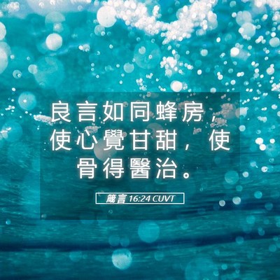 Picture 05 - 箴 言 16:24 CUVT - 良 言 如 同 蜂 房 ， 使 心 覺 甘 甜 - Bible Verse Picture