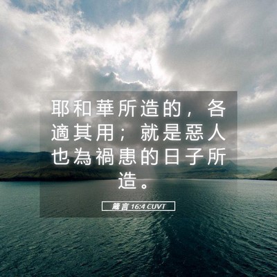 Picture 05 - 箴 言 16:4 CUVT - 耶 和 華 所 造 的 ， 各 適 其 用 ； - Bible Verse Picture