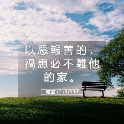 Picture 05 - 箴 言 17:13 CUVT - 以 惡 報 善 的 ， 禍 患 必 不 離 他 - Bible Verse Picture