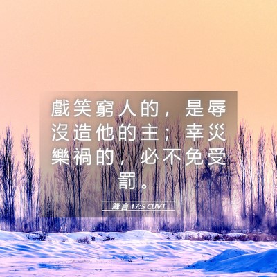 Picture 05 - 箴 言 17:5 CUVT - 戲 笑 窮 人 的 ， 是 辱 沒 造 他 的 - Bible Verse Picture