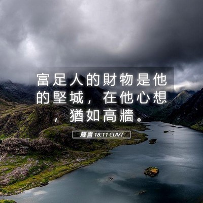 Picture 05 - 箴 言 18:11 CUVT - 富 足 人 的 財 物 是 他 的 堅 城 ， - Bible Verse Picture
