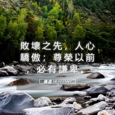 Picture 05 - 箴 言 18:12 CUVT - 敗 壞 之 先 ， 人 心 驕 傲 ； 尊 榮 - Bible Verse Picture