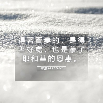 Picture 05 - 箴 言 18:22 CUVT - 得 著 賢 妻 的 ， 是 得 著 好 處 ， - Bible Verse Picture