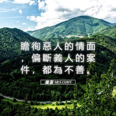 Picture 05 - 箴 言 18:5 CUVT - 瞻 徇 惡 人 的 情 面 ， 偏 斷 義 人 - Bible Verse Picture