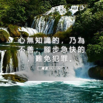 Picture 05 - 箴 言 19:2 CUVT - 心 無 知 識 的 ， 乃 為 不 善 ； 腳 - Bible Verse Picture