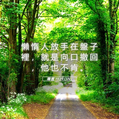 Picture 05 - 箴 言 19:24 CUVT - 懶 惰 人 放 手 在 盤 子 裡 ， 就 是 - Bible Verse Picture
