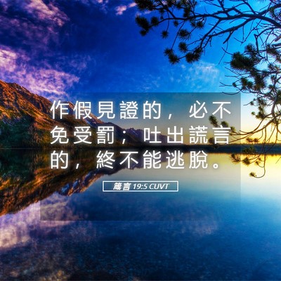Picture 05 - 箴 言 19:5 CUVT - 作 假 見 證 的 ， 必 不 免 受 罰 ； - Bible Verse Picture
