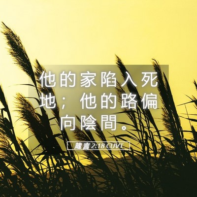 Picture 05 - 箴 言 2:18 CUVT - 他 的 家 陷 入 死 地 ； 他 的 路 偏 - Bible Verse Picture