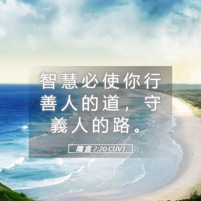 Picture 05 - 箴 言 2:20 CUVT - 智 慧 必 使 你 行 善 人 的 道 ， 守 - Bible Verse Picture