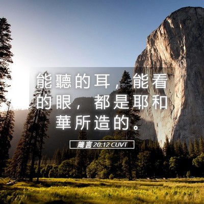 Picture 05 - 箴 言 20:12 CUVT - 能 聽 的 耳 ， 能 看 的 眼 ， 都 是 - Bible Verse Picture