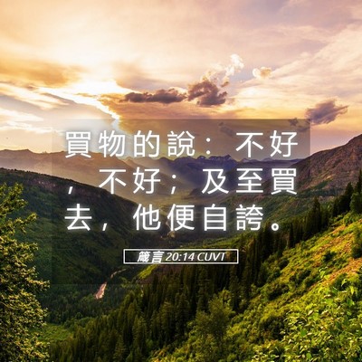 Picture 05 - 箴 言 20:14 CUVT - 買 物 的 說 ： 不 好 ， 不 好 ； 及 - Bible Verse Picture