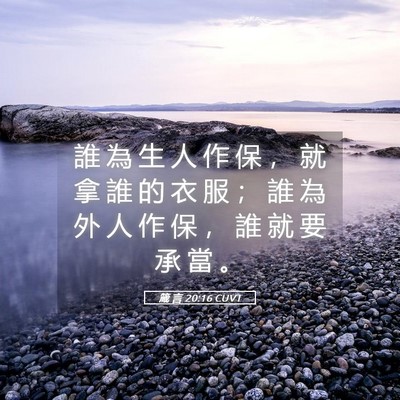 Picture 05 - 箴 言 20:16 CUVT - 誰 為 生 人 作 保 ， 就 拿 誰 的 衣 - Bible Verse Picture