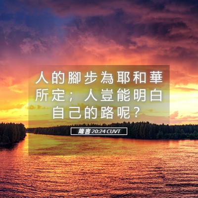 Picture 05 - 箴 言 20:24 CUVT - 人 的 腳 步 為 耶 和 華 所 定 ； 人 - Bible Verse Picture