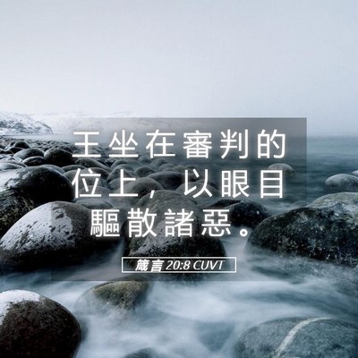 Picture 05 - 箴 言 20:8 CUVT - 王 坐 在 審 判 的 位 上 ， 以 眼 目 - Bible Verse Picture