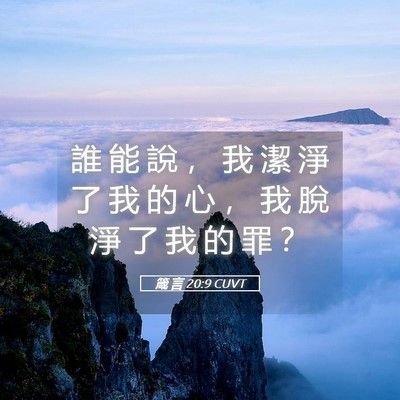Picture 05 - 箴 言 20:9 CUVT - 誰 能 說 ， 我 潔 淨 了 我 的 心 ， - Bible Verse Picture