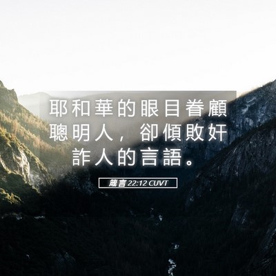 Picture 05 - 箴 言 22:12 CUVT - 耶 和 華 的 眼 目 眷 顧 聰 明 人 ， - Bible Verse Picture
