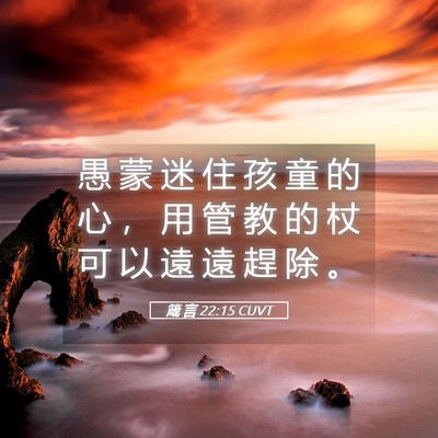 Picture 05 - 箴 言 22:15 CUVT - 愚 蒙 迷 住 孩 童 的 心 ， 用 管 教 - Bible Verse Picture