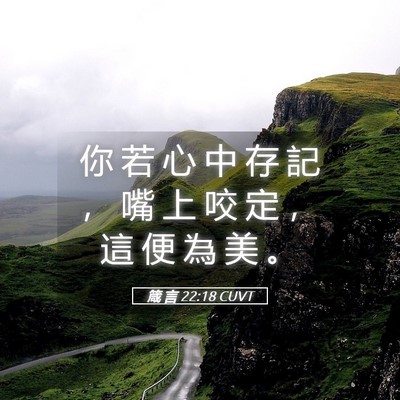 Picture 05 - 箴 言 22:18 CUVT - 你 若 心 中 存 記 ， 嘴 上 咬 定 ， - Bible Verse Picture