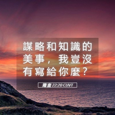 Picture 05 - 箴 言 22:20 CUVT - 謀 略 和 知 識 的 美 事 ， 我 豈 沒 - Bible Verse Picture