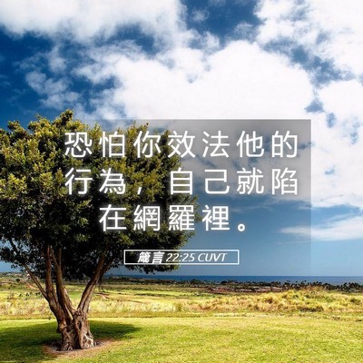 Picture 05 - 箴 言 22:25 CUVT - 恐 怕 你 效 法 他 的 行 為 ， 自 己 - Bible Verse Picture