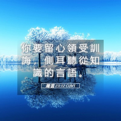 Picture 05 - 箴 言 23:12 CUVT - 你 要 留 心 領 受 訓 誨 ， 側 耳 聽 - Bible Verse Picture