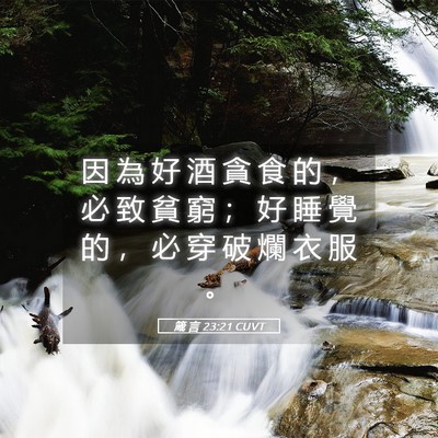 Picture 05 - 箴 言 23:21 CUVT - 因 為 好 酒 貪 食 的 ， 必 致 貧 窮 - Bible Verse Picture