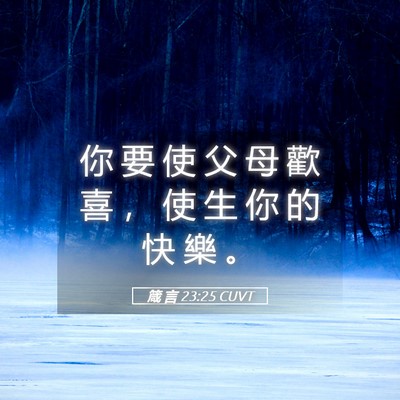 Picture 05 - 箴 言 23:25 CUVT - 你 要 使 父 母 歡 喜 ， 使 生 你 的 - Bible Verse Picture