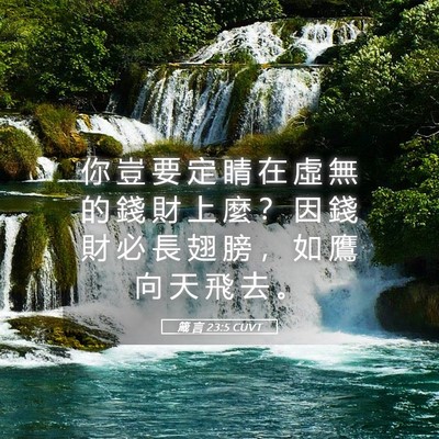 Picture 05 - 箴 言 23:5 CUVT - 你 豈 要 定 睛 在 虛 無 的 錢 財 上 - Bible Verse Picture