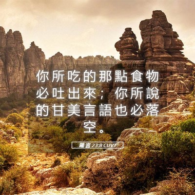 Picture 05 - 箴 言 23:8 CUVT - 你 所 吃 的 那 點 食 物 必 吐 出 來 - Bible Verse Picture