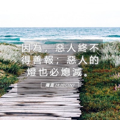 Picture 05 - 箴 言 24:20 CUVT - 因 為 ， 惡 人 終 不 得 善 報 ； 惡 - Bible Verse Picture