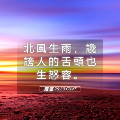 Picture 05 - 箴 言 25:23 CUVT - 北 風 生 雨 ， 讒 謗 人 的 舌 頭 也 - Bible Verse Picture