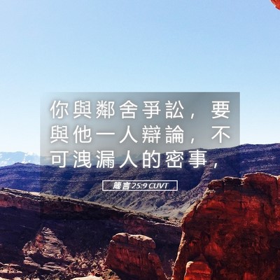 Picture 05 - 箴 言 25:9 CUVT - 你 與 鄰 舍 爭 訟 ， 要 與 他 一 人 - Bible Verse Picture