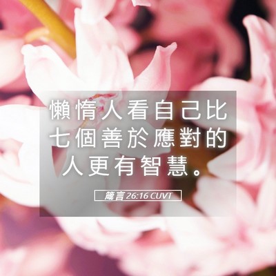 Picture 05 - 箴 言 26:16 CUVT - 懶 惰 人 看 自 己 比 七 個 善 於 應 - Bible Verse Picture