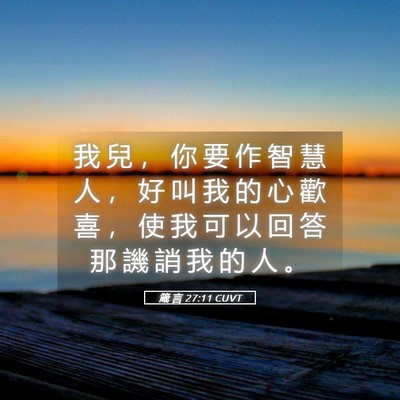 Picture 05 - 箴 言 27:11 CUVT - 我 兒 ， 你 要 作 智 慧 人 ， 好 叫 - Bible Verse Picture